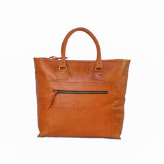 Fifth Avenue Leather Tote Bag Orange