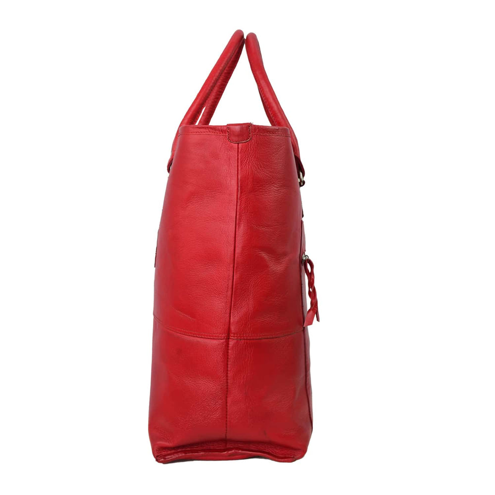Fifth Avenue Leather Tote Bag Red