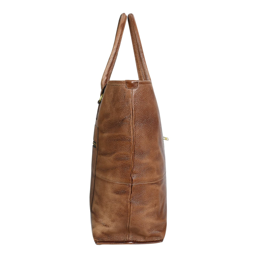 Fifth Avenue Leather Tote Bag Camel