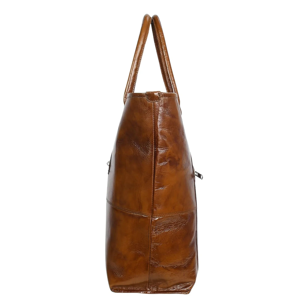Fifth Avenue Leather Tote Bag Cognac