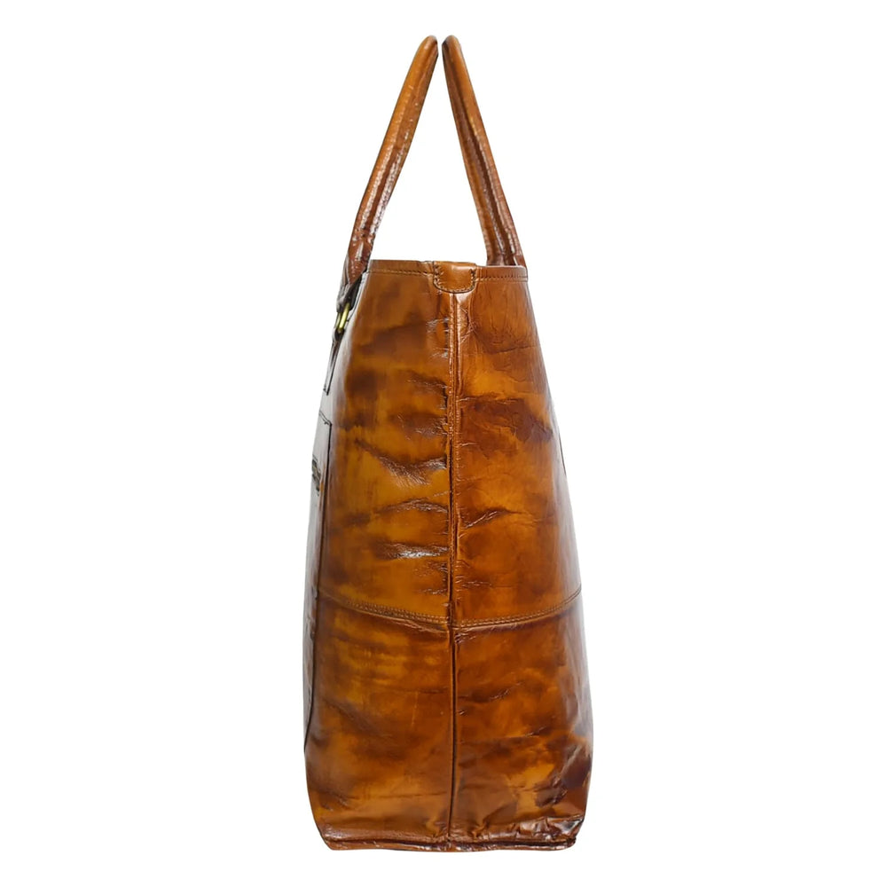 Fifth Avenue Leather Tote Bag Cognac