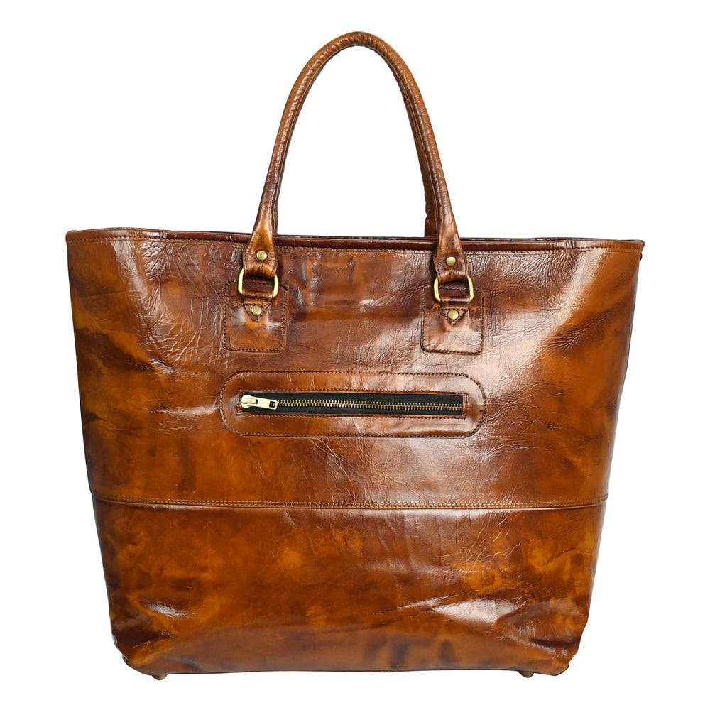 Fifth Avenue Leather Tote Bag Cognac