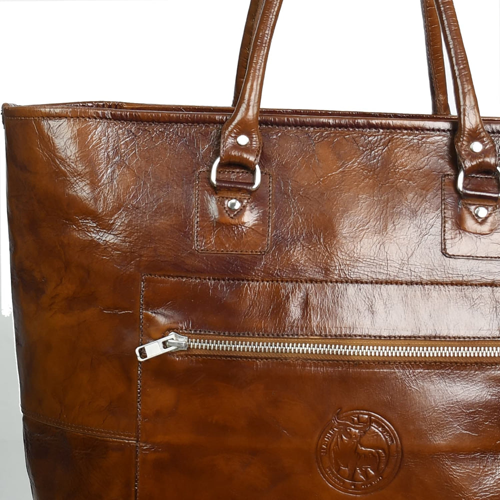 Fifth Avenue Leather Tote Bag Cognac