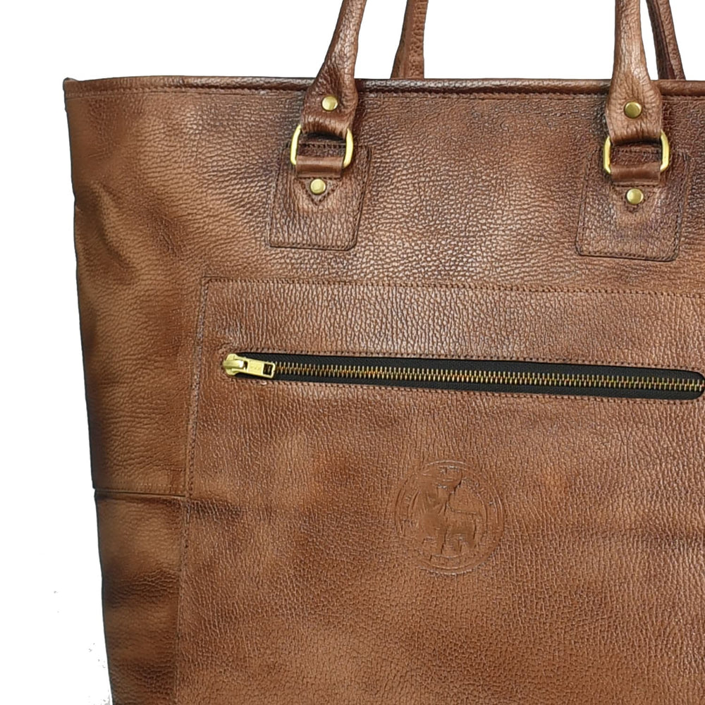 Fifth Avenue Leather Tote Bag Camel