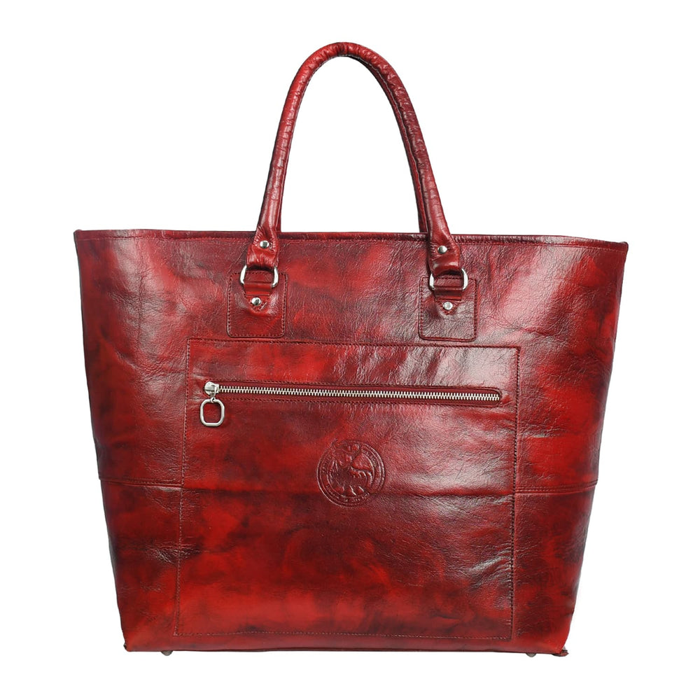 Fifth Avenue Leather Tote Bag Oxblood Red