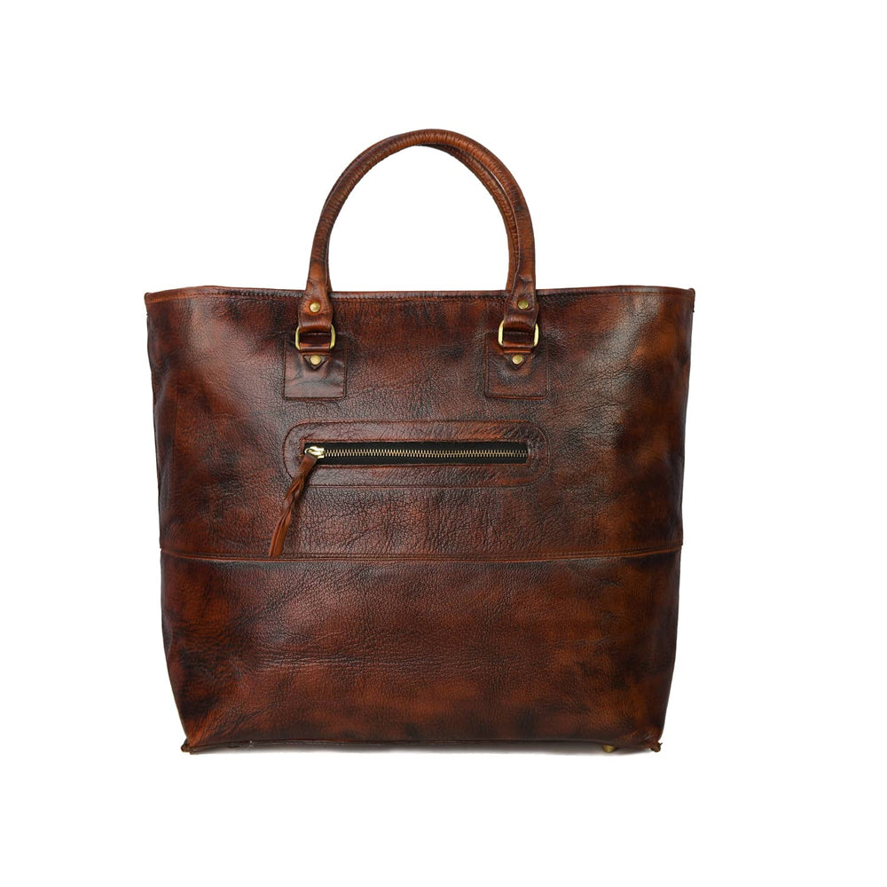 Fifth Avenue Leather Tote Bag Brown