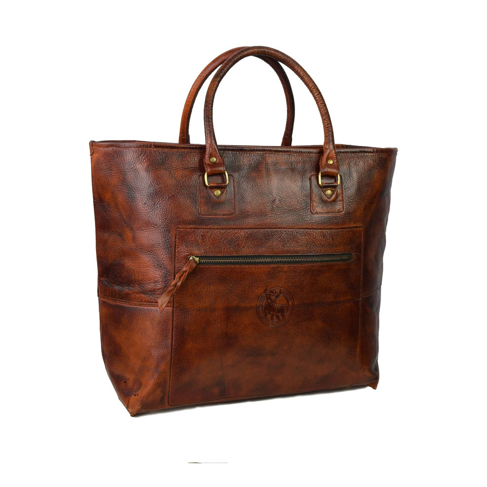 Fifth Avenue Leather Tote Bag Brown