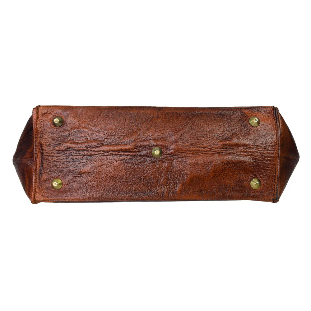 Fifth Avenue Leather Tote Bag Brown