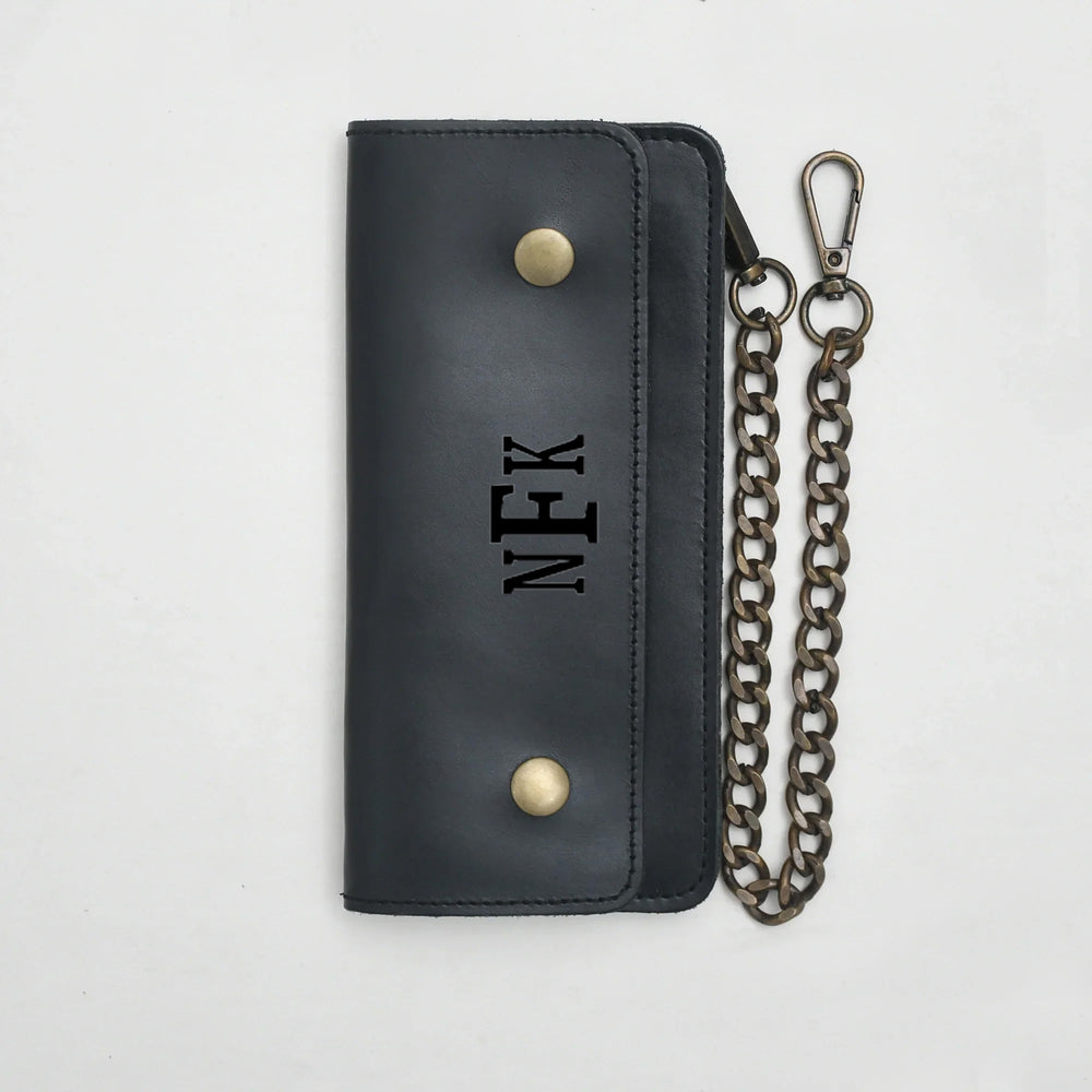 LARGE TRUCKER - Vegetable Tanned Leather Wallet Onyx Black