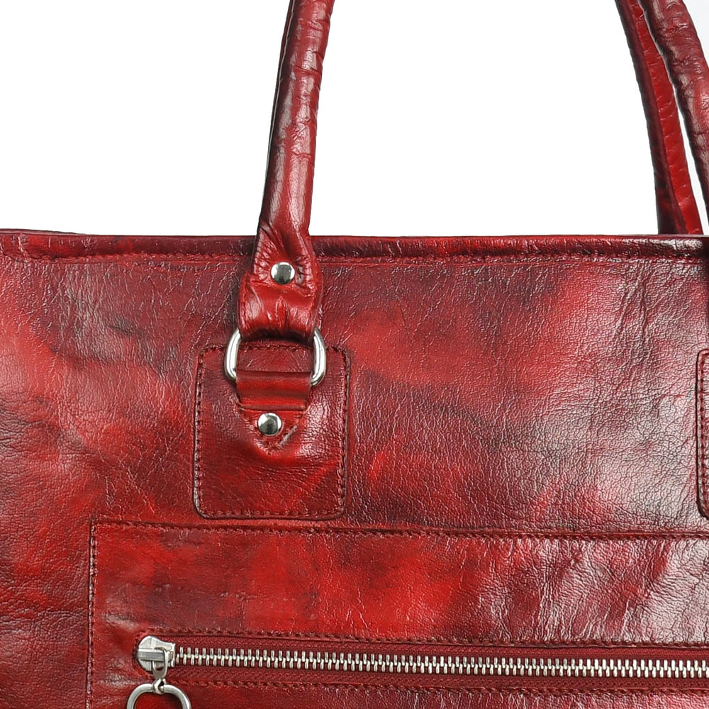 Fifth Avenue Leather Tote Bag Oxblood Red