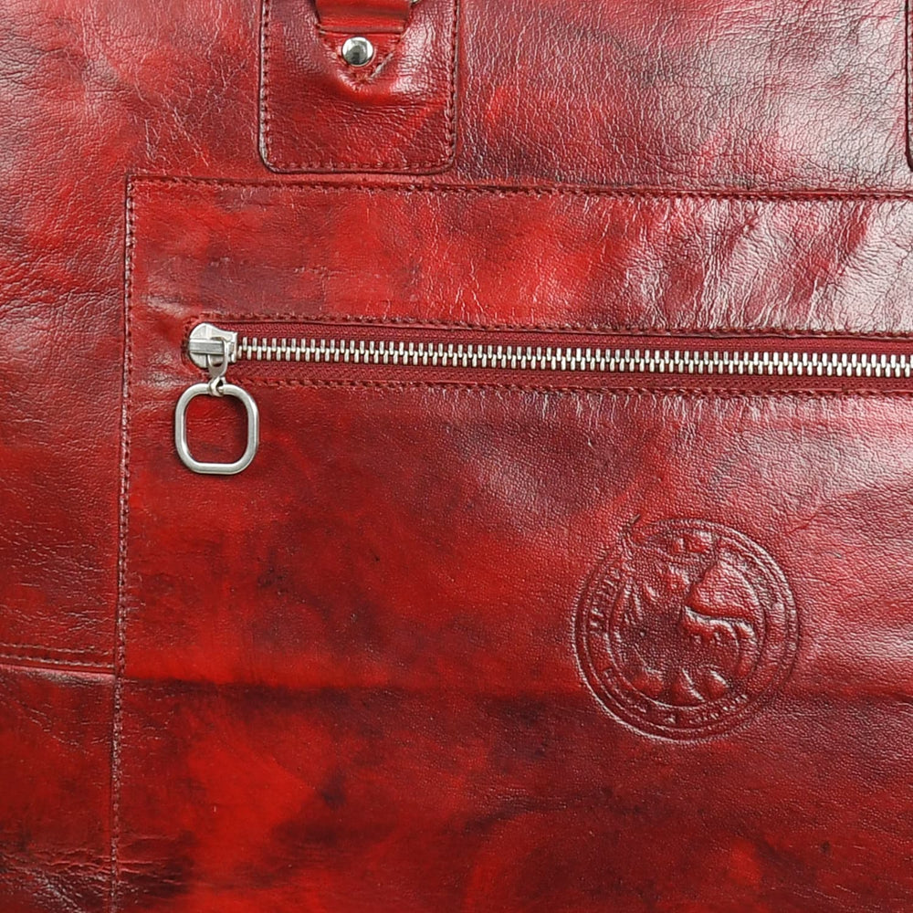 Fifth Avenue Leather Tote Bag Oxblood Red