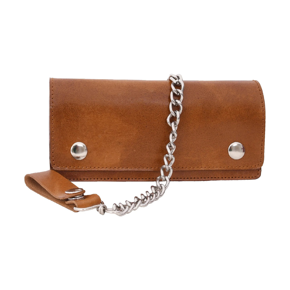 LARGE TRUCKER - Vegetable Tanned Leather Wallet Orange