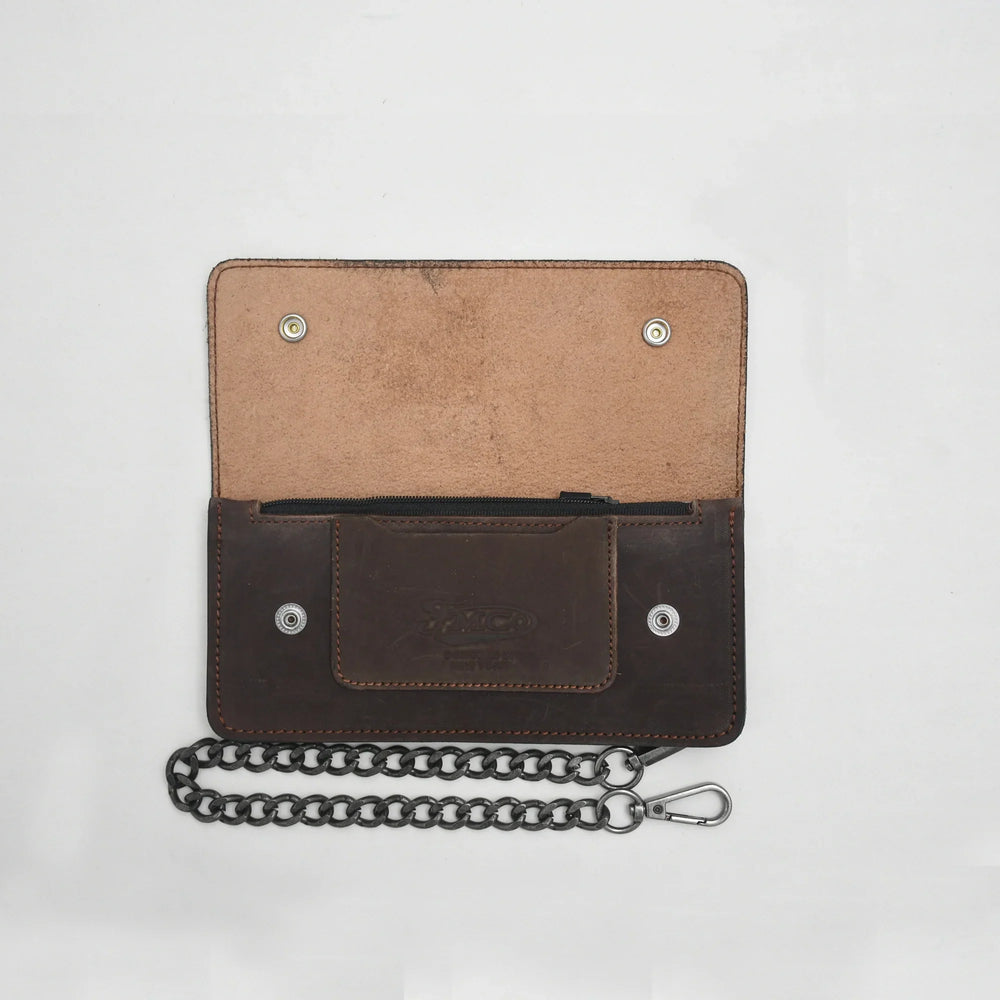 Dark Brown Small Leather Trucker Wallet