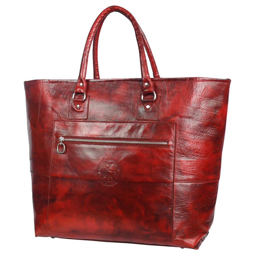 Fifth Avenue Leather Tote Bag Oxblood Red