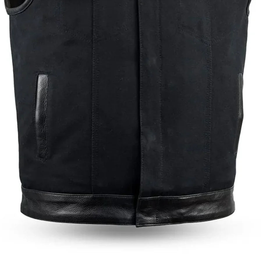 49/51 - No Collar Men's Leather/Canvas Motorcycle Vest