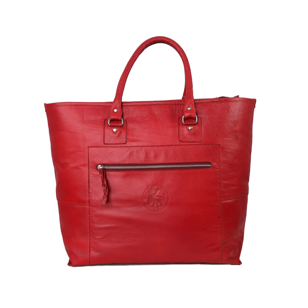 Fifth Avenue Leather Tote Bag Red