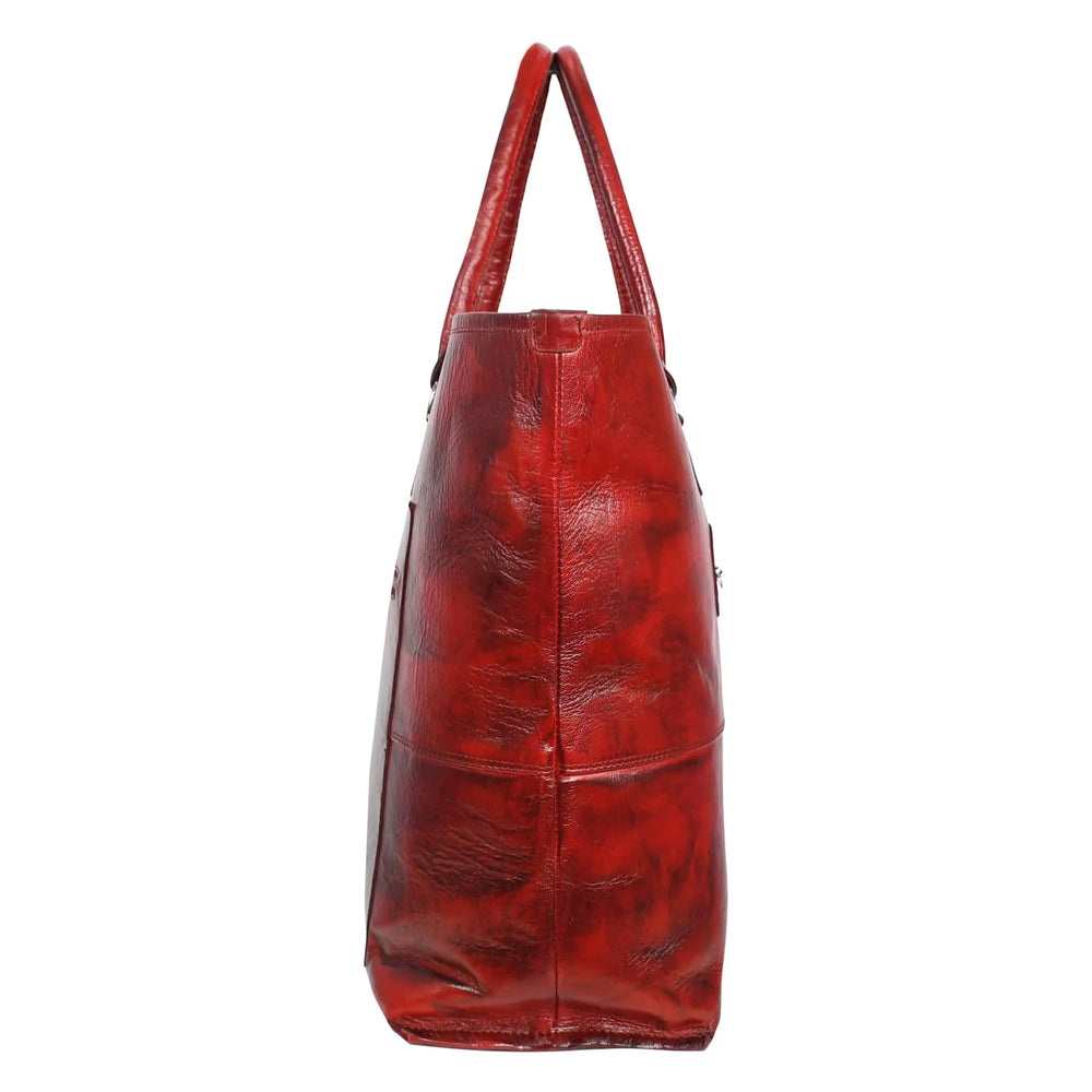 Fifth Avenue Leather Tote Bag Oxblood Red