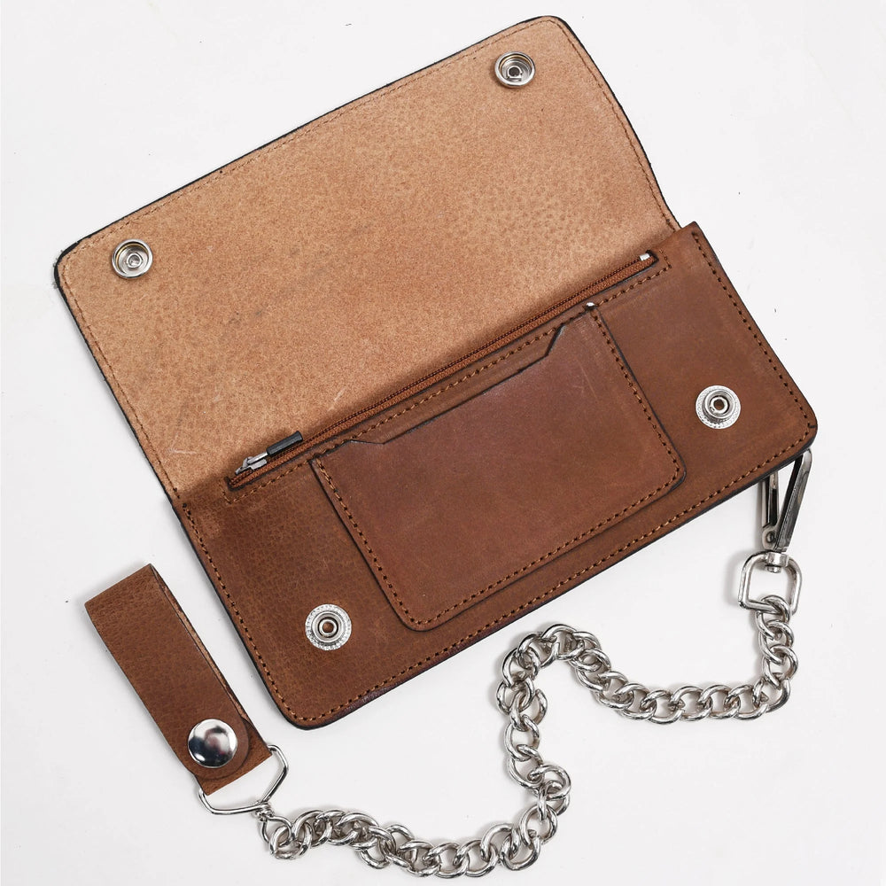 LARGE TRUCKER - Vegetable Tanned Leather Wallet Brown