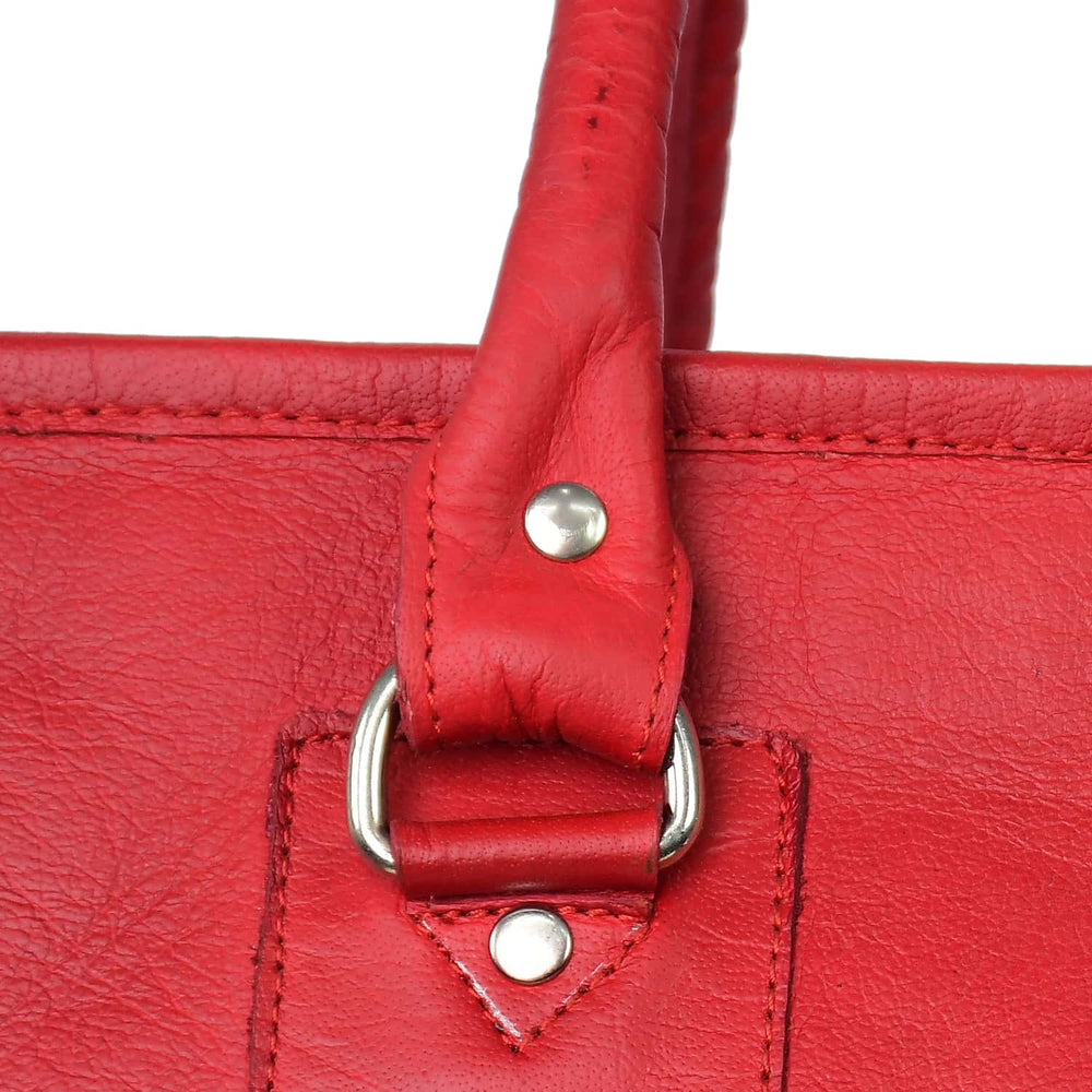 Fifth Avenue Leather Tote Bag Red