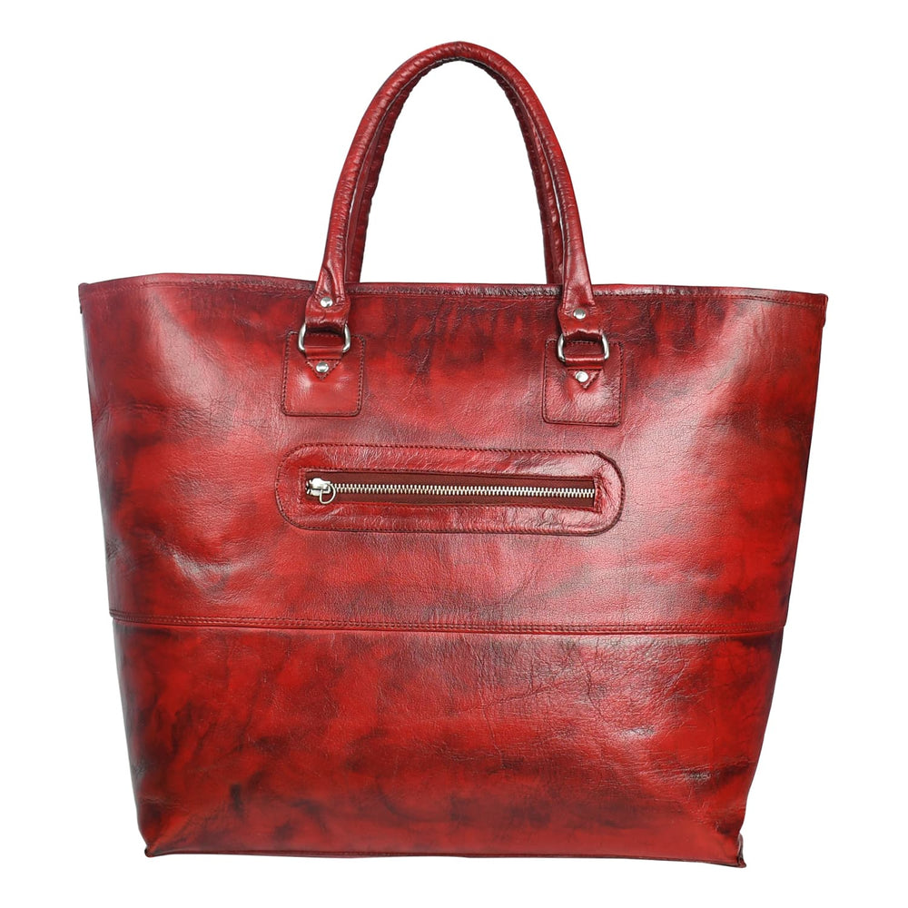 Fifth Avenue Leather Tote Bag Oxblood Red