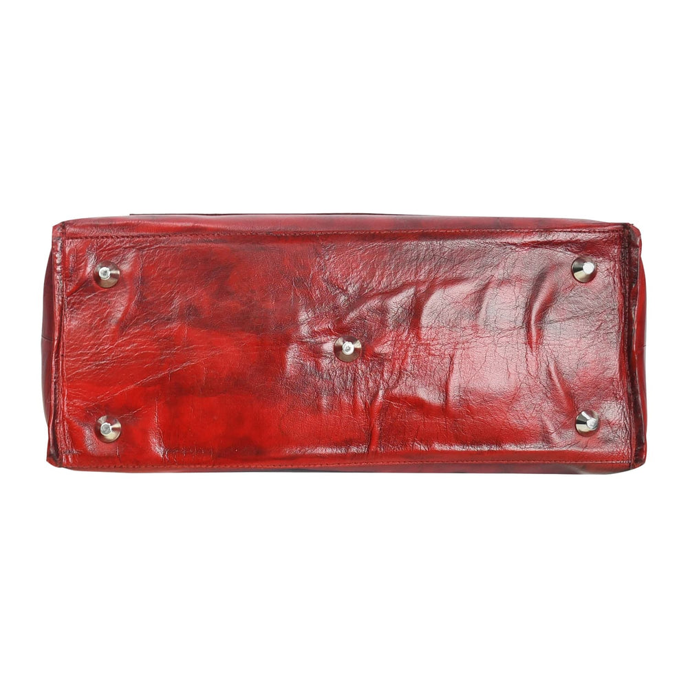 Fifth Avenue Leather Tote Bag Oxblood Red