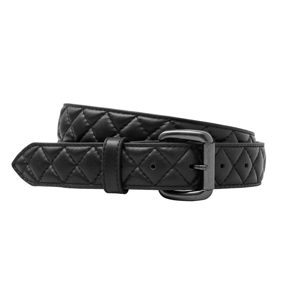 Black Diamond Quilted Leather Belt