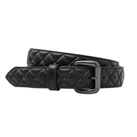 Black Diamond Quilted Leather Belt