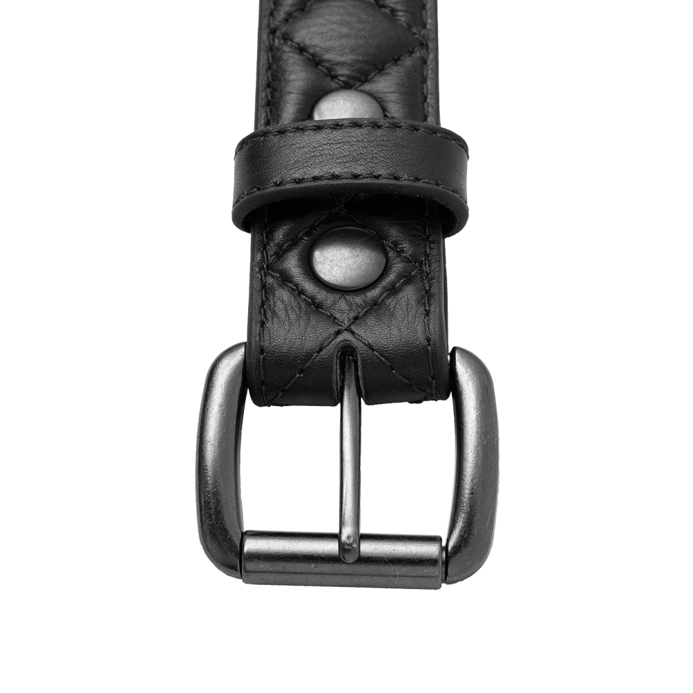Black Diamond Quilted Leather Belt