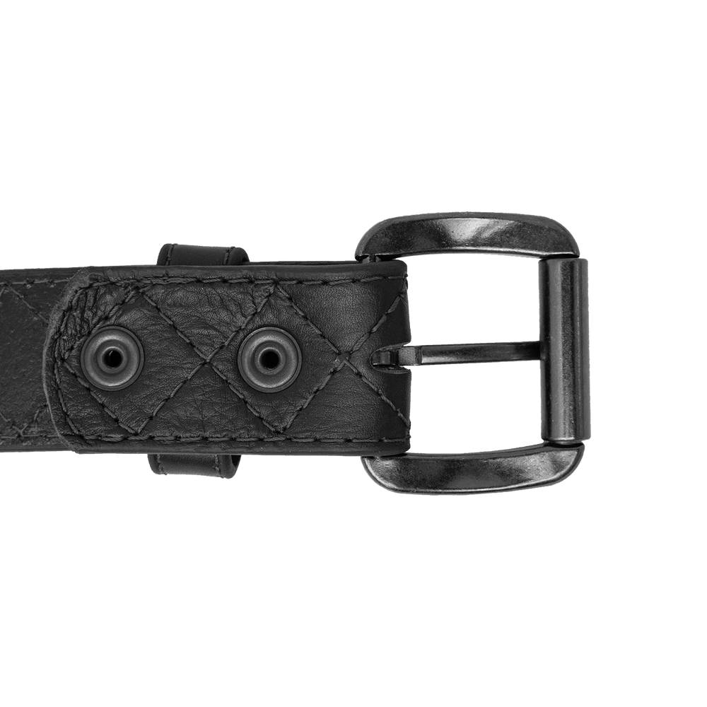 Black Diamond Quilted Leather Belt