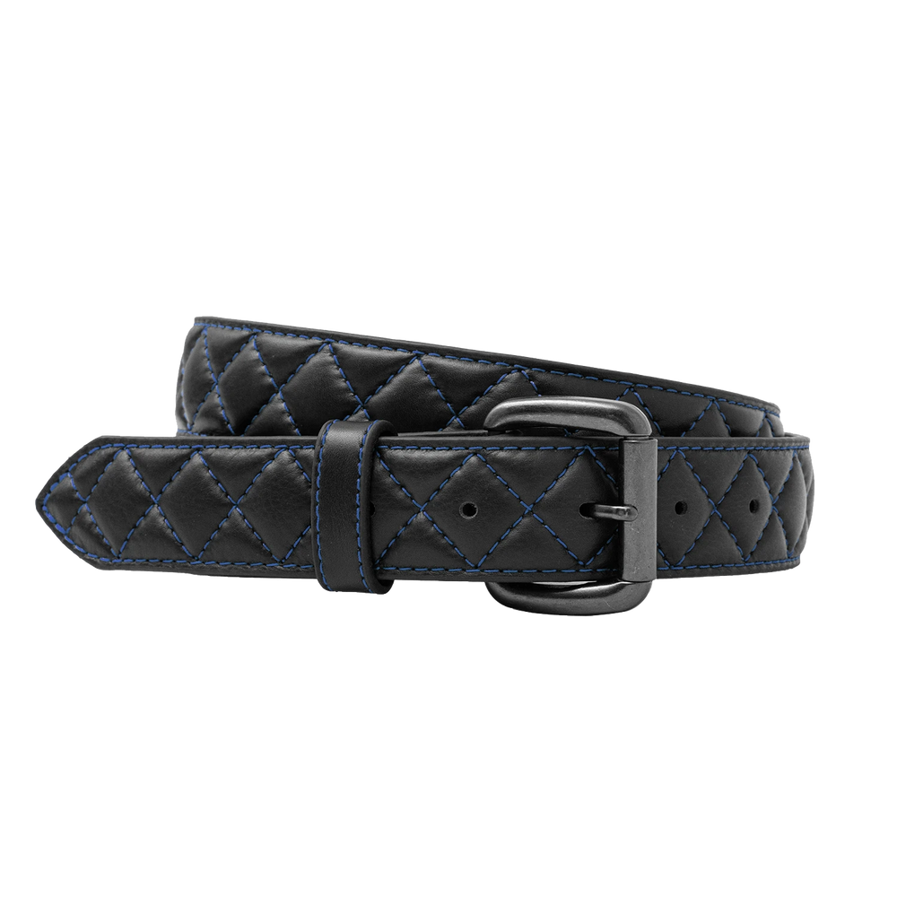 Blue Quilted Leather Belt