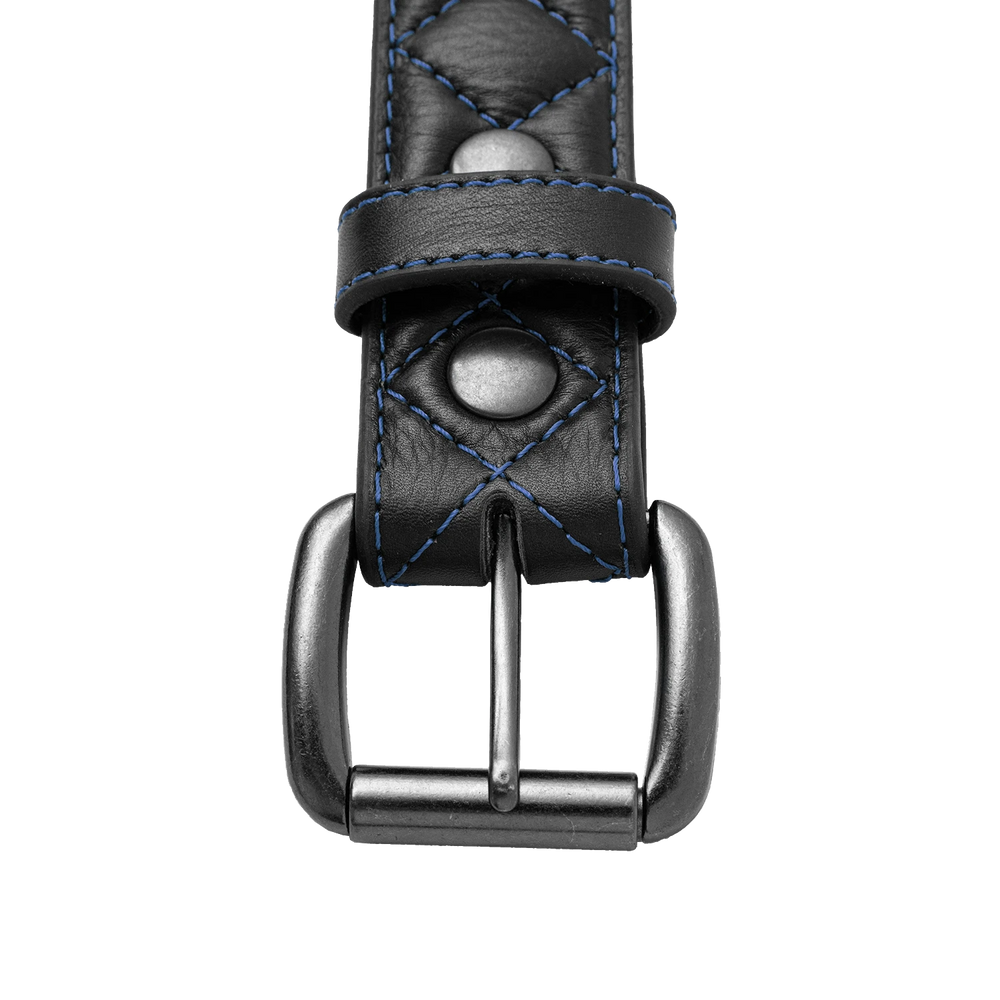 Blue Quilted Leather Belt