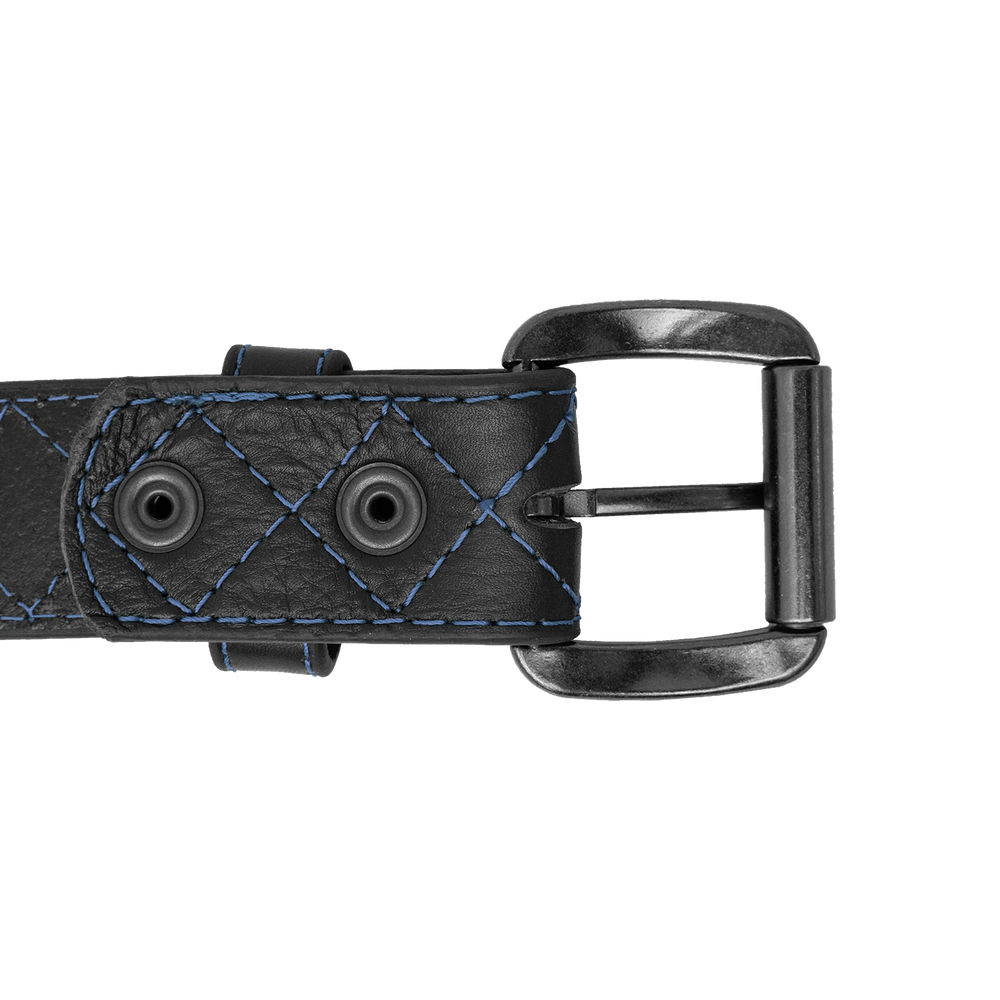 Blue Quilted Leather Belt