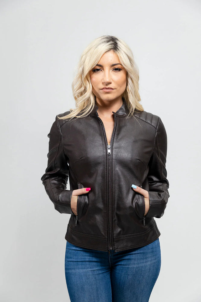 PureEdge Women's Vegan Faux Leather/Perforated Jacket