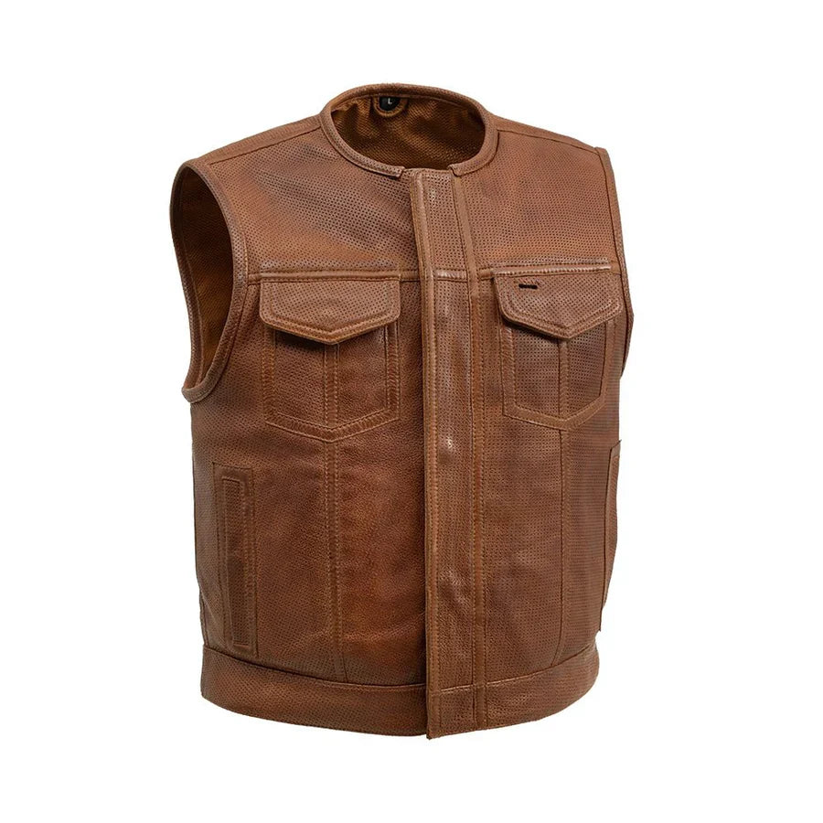 Hudson Rebel Men's Perforated Motorcycle Leather Vest