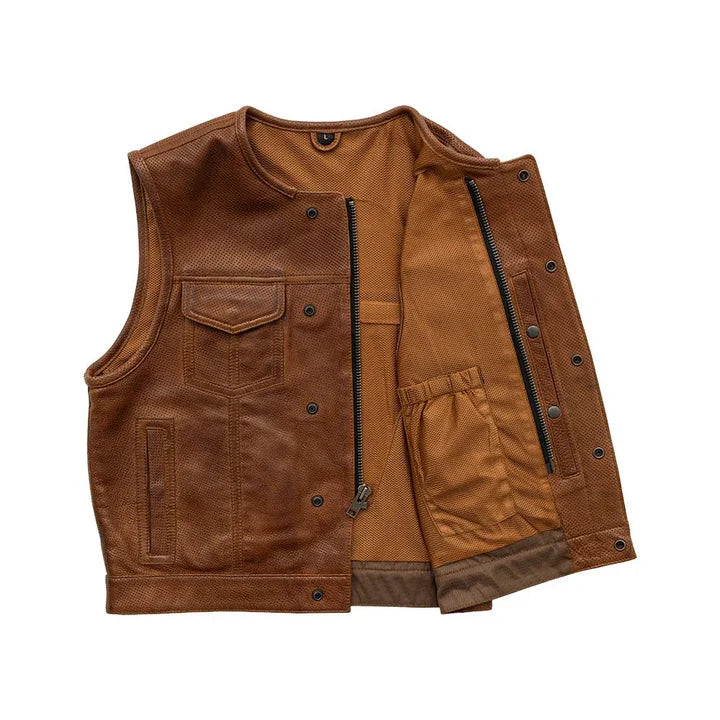 Hudson Rebel Men's Perforated Motorcycle Leather Vest