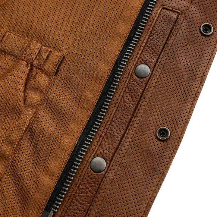 Hudson Rebel Men's Perforated Motorcycle Leather Vest