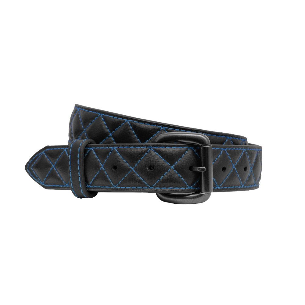 Blue Quilted Leather Belt