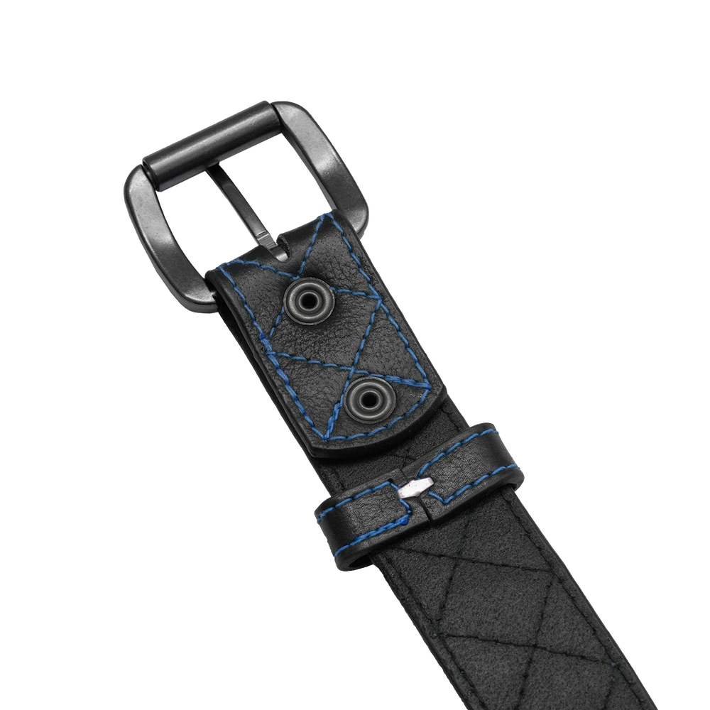 Blue Quilted Leather Belt