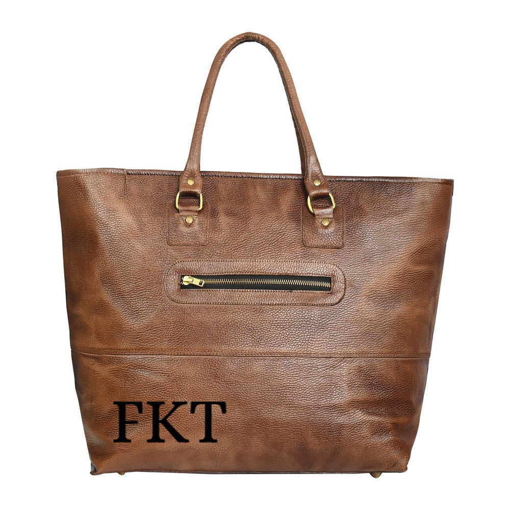 Fifth Avenue Leather Tote Bag Camel