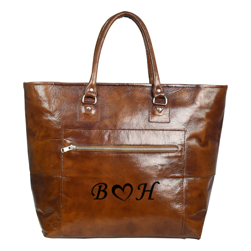 Fifth Avenue Leather Tote Bag Cognac