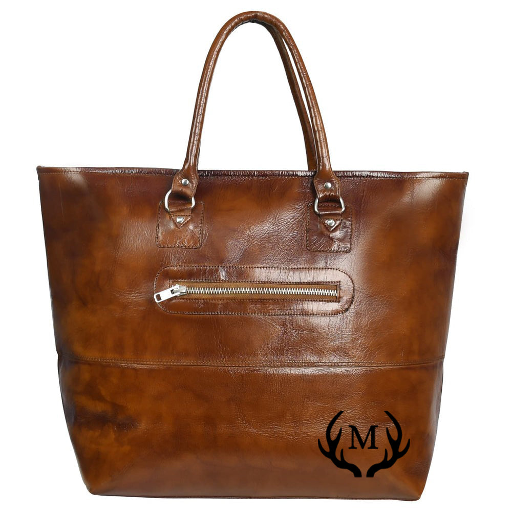 Fifth Avenue Leather Tote Bag Cognac