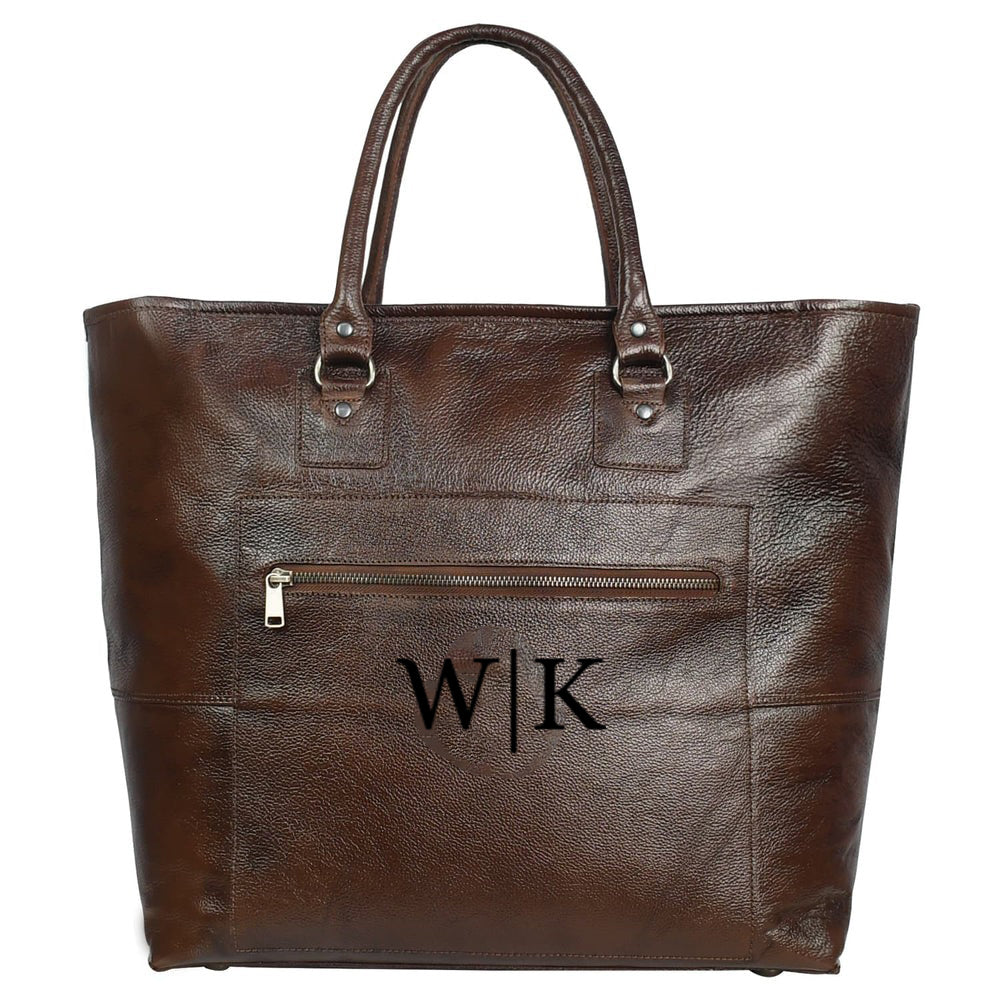 Fifth Avenue Leather Tote Bag Dark Brown