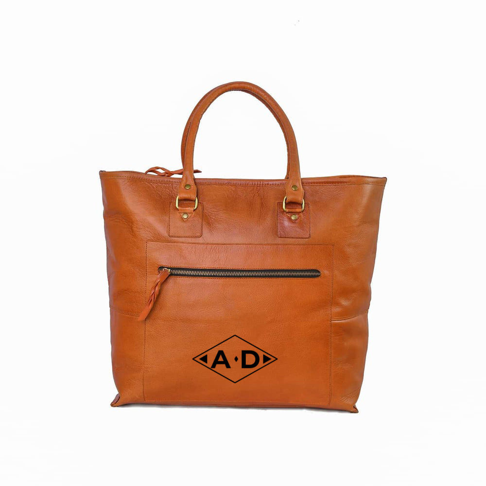 Fifth Avenue Leather Tote Bag Orange