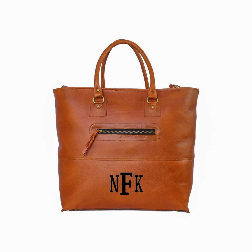 Fifth Avenue Leather Tote Bag Orange