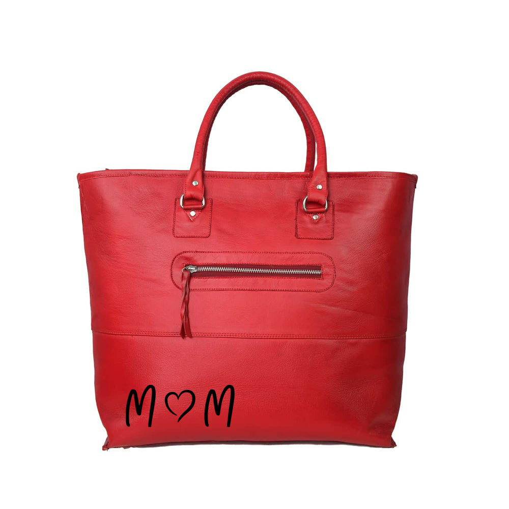 Fifth Avenue Leather Tote Bag Red