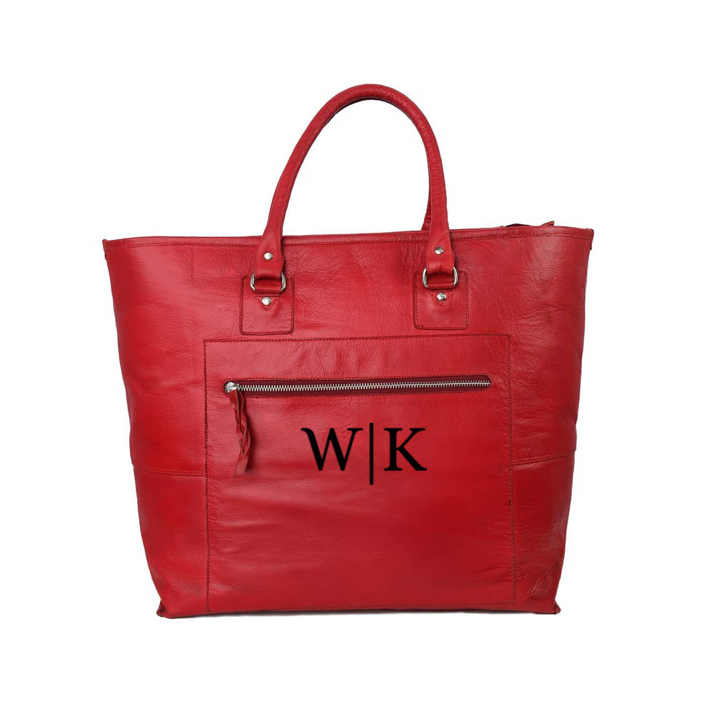 Fifth Avenue Leather Tote Bag Red