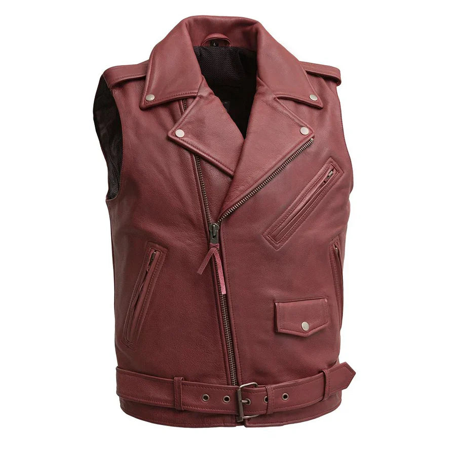 Crimson - Men's Motorcycle Leather Vest