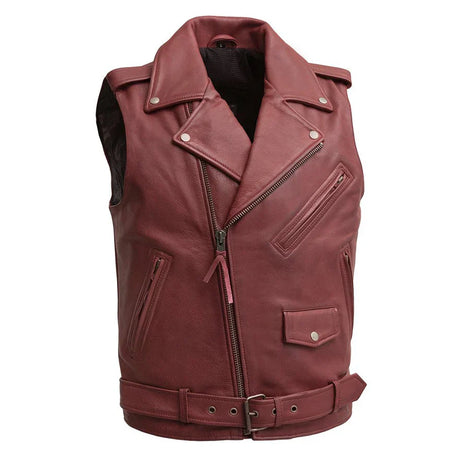 Crimson - Men's Motorcycle Leather Vest