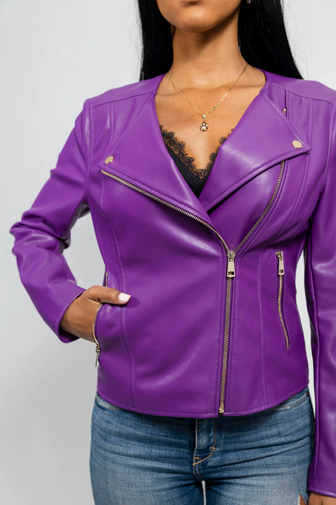 KindStyle Women's Vegan Faux Leather Jacket