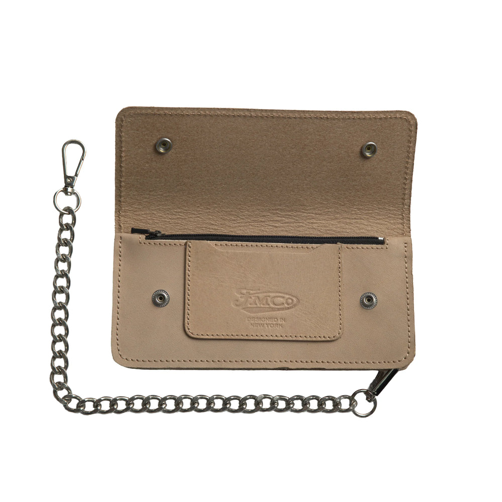 LARGE TRUCKER - Vegetable Tanned Leather Wallet Natural